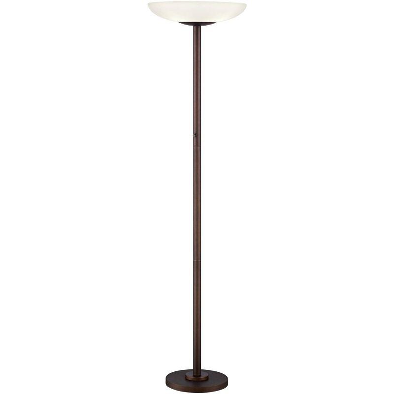 Oil Rubbed Bronze Torchiere Floor Lamp with Frosted Glass Shade