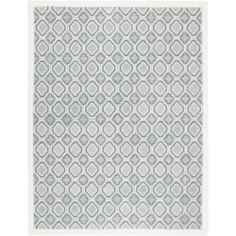 Gray and Ivory Hand-Tufted Wool Geometric 8' x 10' Area Rug