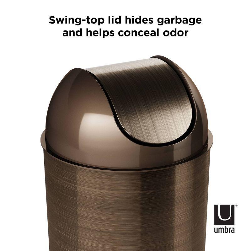 Bronze Metallic Brown Plastic Cylinder Trash Can with Swing Lid