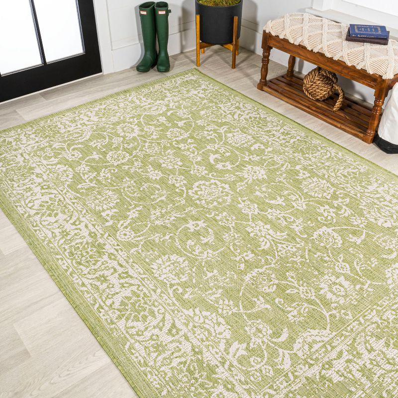 Tela Bohemian Inspired Textured Weave Floral Indoor/Outdoor Area Rug - JONATHAN Y