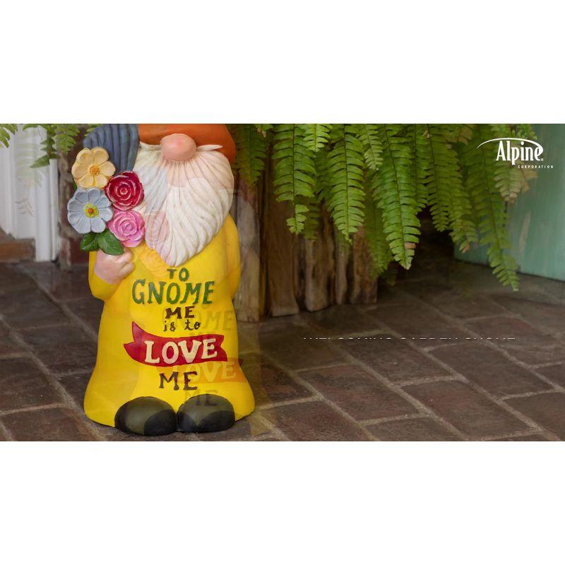 24" Magnesium Oxide "To Gnome Me is To Love Me" Indoor/Outdoor Garden Gnome Statue Orange/Yellow - Alpine Corporation