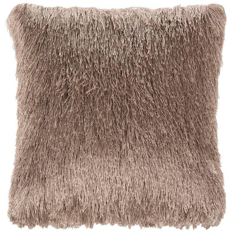 Taupe Greige Shag 20" Square Outdoor Pillow