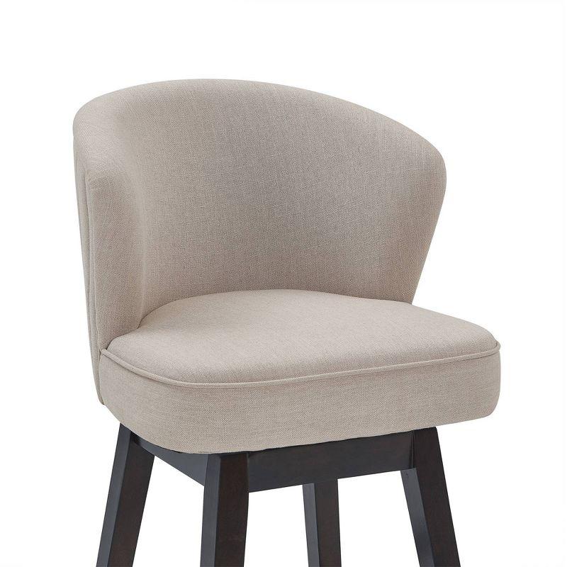 30" Brandy Fabric Wood Swivel Barstool Tan/Espresso - Armen Living