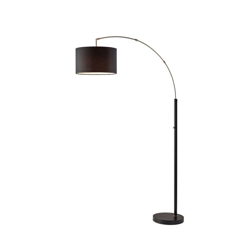 Preston Arc Lamp Brushed Steel Black - Adesso: Urban Industrial Design, Adjustable Joint, ETL Listed