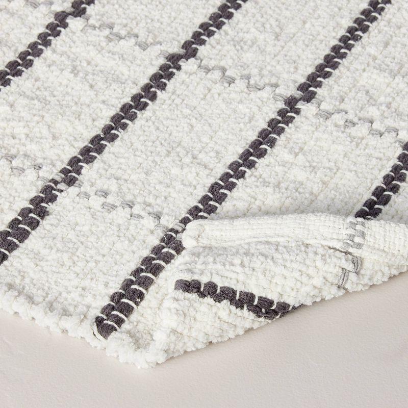 20"x32" Grid Weave Bath Rug Cream/Gray - Hearth & Hand™ with Magnolia: Woven Cotton, Machine Washable