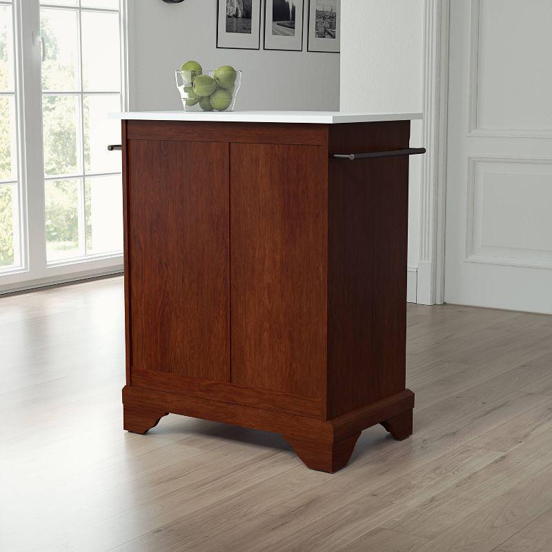 Mahogany and White Granite Top Kitchen Island Cart