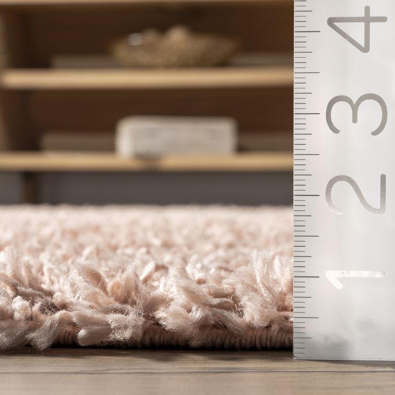 Nuloom Neva Solid 8x11 Shag Indoor Area Rug for Living Room Bedroom Dining Room Nursery, Blush/Ivory