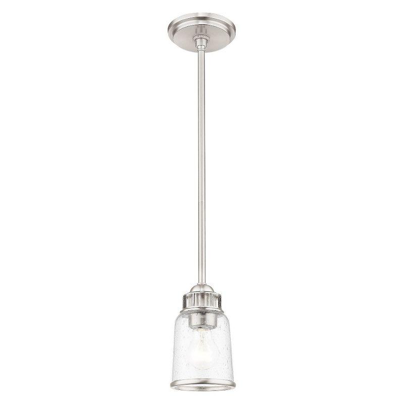 Brushed Nickel Mini Pendant with Clear Seeded Glass Shade