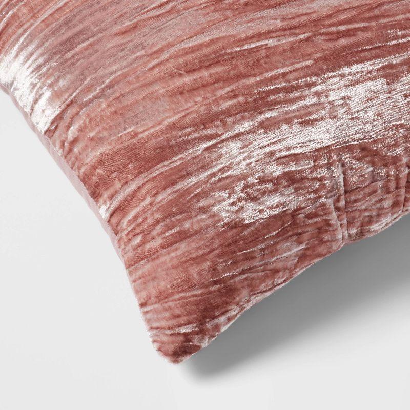 14"x20" Luxe Velvet Oblong Decorative Pillow Mauve - Threshold™: Indoor Polyester Fiber Filled, Knife Edge Design