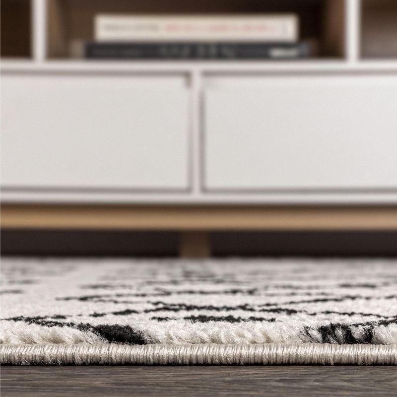 2'x8' Aksil Moroccan Beni Souk Runner Rug, Cream/Black - JONATHAN Y