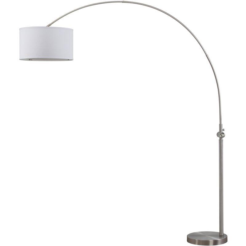 Ascella Nickel 86" Contemporary Arc Floor Lamp with White Shade