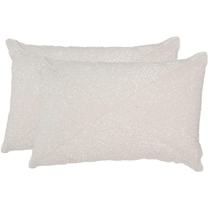 Glitter Pillow (Set of 2) - Sparkling Pearl - 12" x 18" - Safavieh