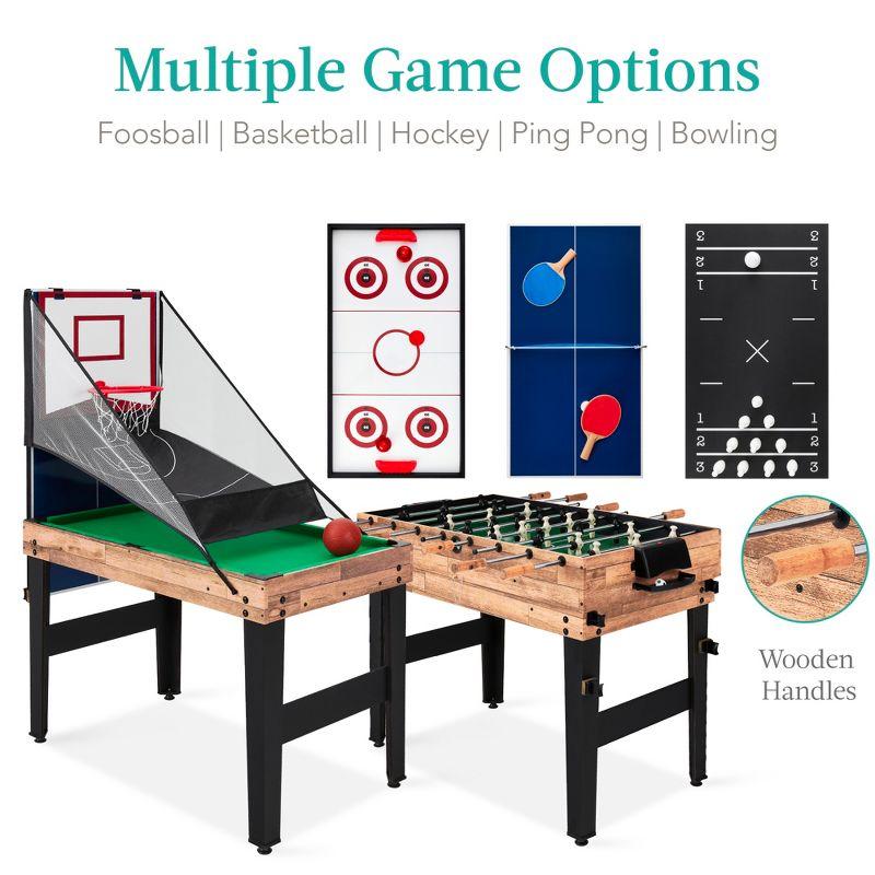 Best Choice Products 13-in-1 Combo Game Table Set w/ Ping Pong, Foosball, Basketball, Hockey, Archery - Natural