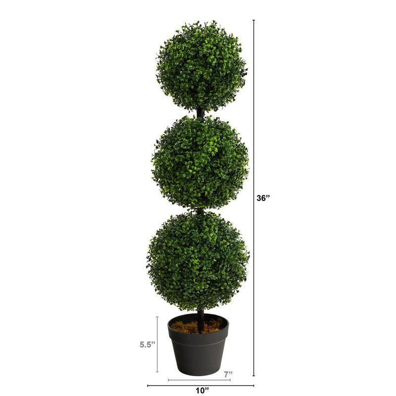 10" Indoor/Outdoor Boxwood Topiary Artificial Plant - Nearly Natural: Faux Greenery, Modern Decor, Freestanding Planter