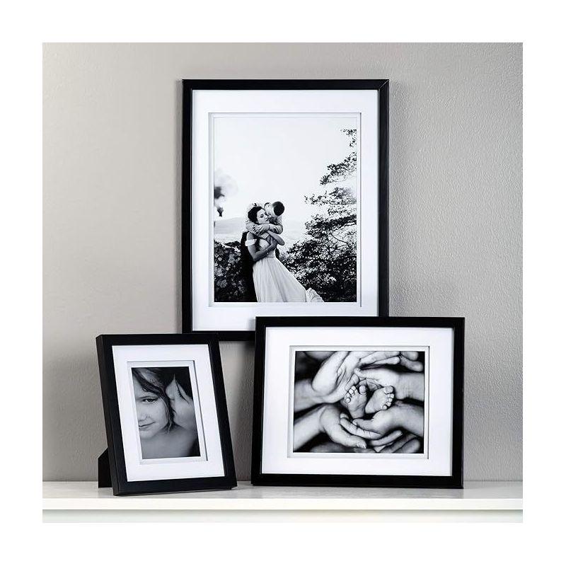 Gallery Solutions 14"x18" Walnut Picture Frame: Double Mat, Glass, Wood, Wall Mount, 10"x13" Photo Display