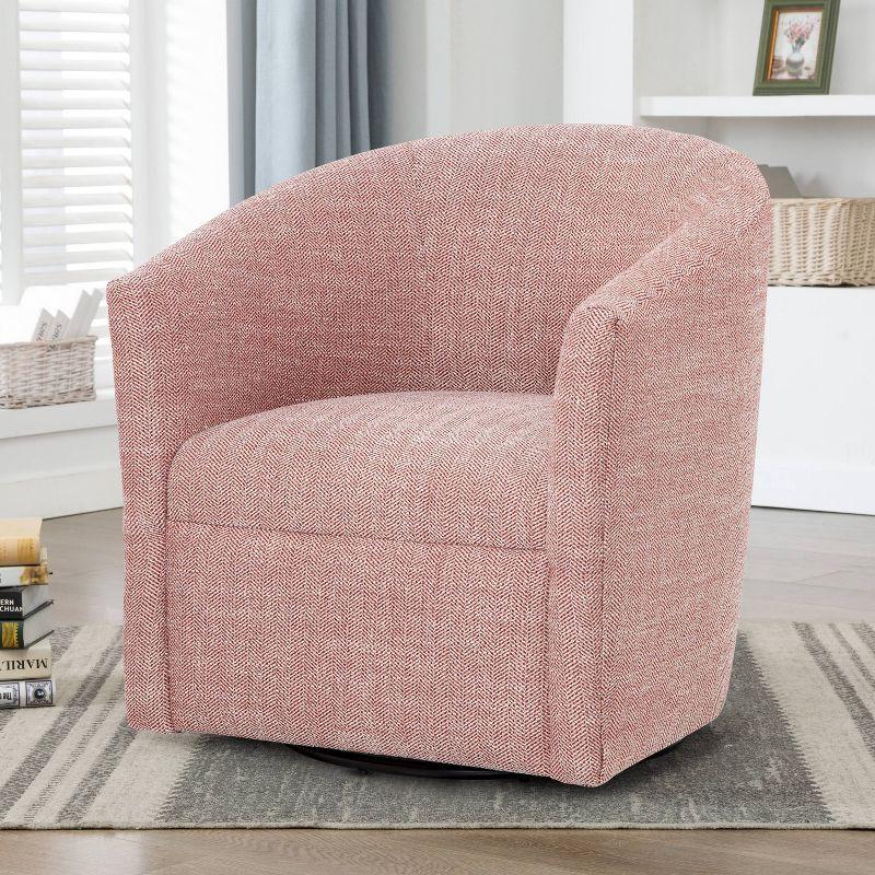 Lynton Transitional Barrel Swivel Accent Chair in Henna