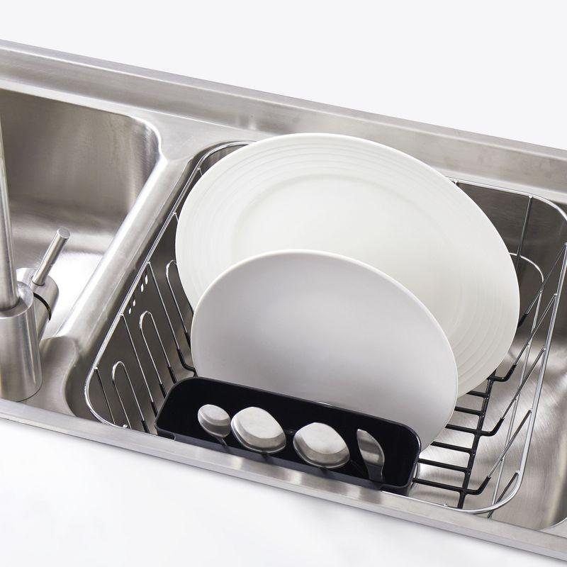 Chrome Plated Steel 2-Piece Small Dish Drainer - Black