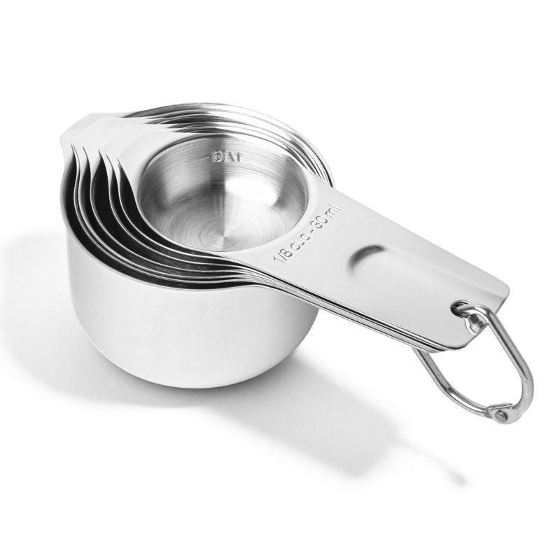 Last Confection 7-Piece Stainless Steel Measuring Cup Set - Includes 1/8 Cup Coffee Scoop - Measurements for Spices, Cooking & Baking Ingredients