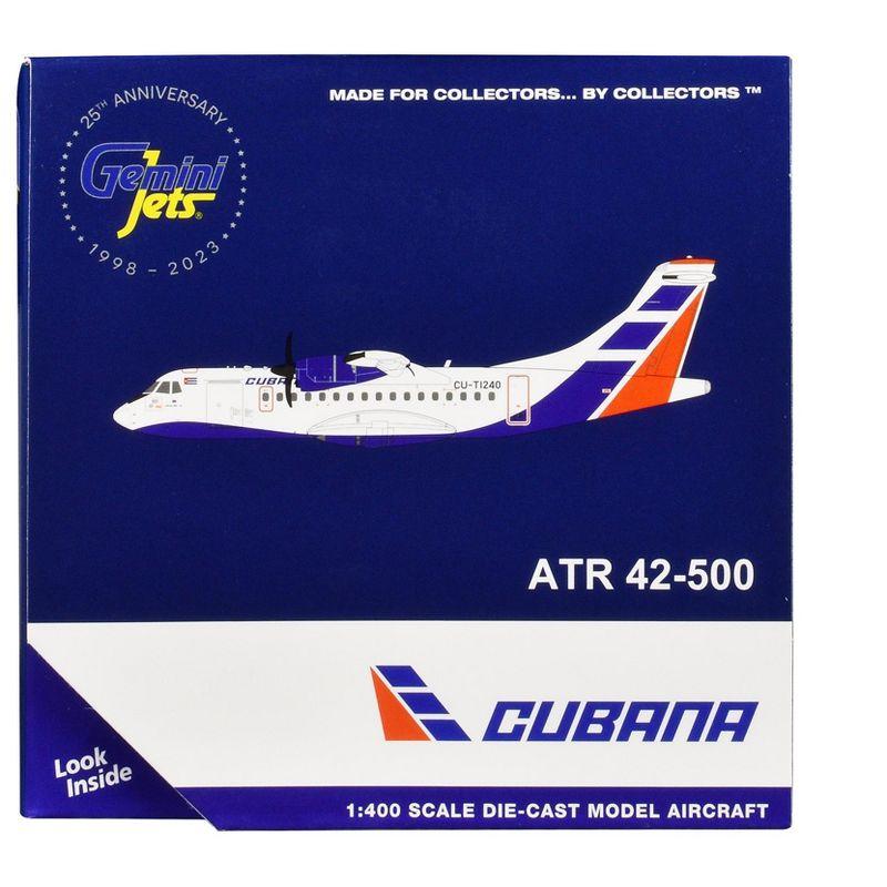 ATR 42-500 Commercial Aircraft "Cubana Airlines" White with Red and Blue Stripes 1/400 Die Cast Model Airplane by GeminiJets