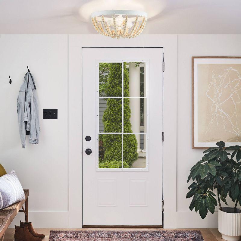 15" Delilah Boho Semi-Flush Mount Pendant White - River of Goods: Metal & Wood, UL Listed, 2-Bulb Ceiling Fixture