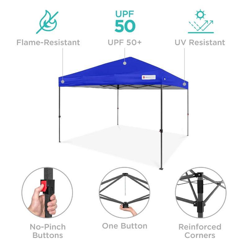 Best Choice Products 8x8ft Easy Setup Pop Up Canopy w/ 1-Button Setup, Wheeled Case, 4 Weight Bags