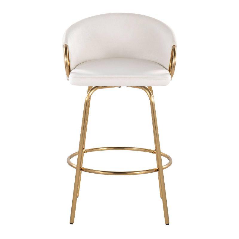 Set of 2 Claire Counter Height Barstools Gold/Cream - LumiSource: Fixed-Height, Swivel, Velvet Upholstery