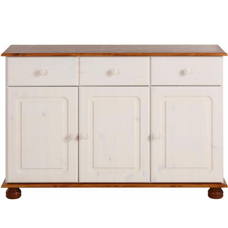 RealRooms Chester Sideboard with 3 Drawers and 2 Cabinets, White and Honey