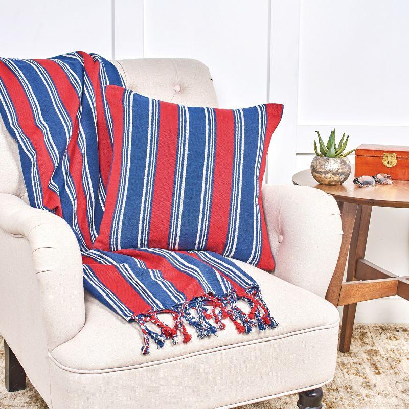 Gideon Stripe Red and Blue Cotton Patriotic Throw Blanket