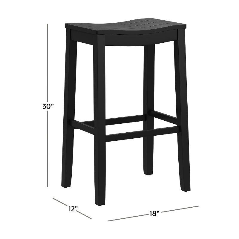 30" Fiddler Wood Backless Counter Height Barstool Black - Hillsdale Furniture: Saddle Seat, Matte Finish, Farmhouse Style