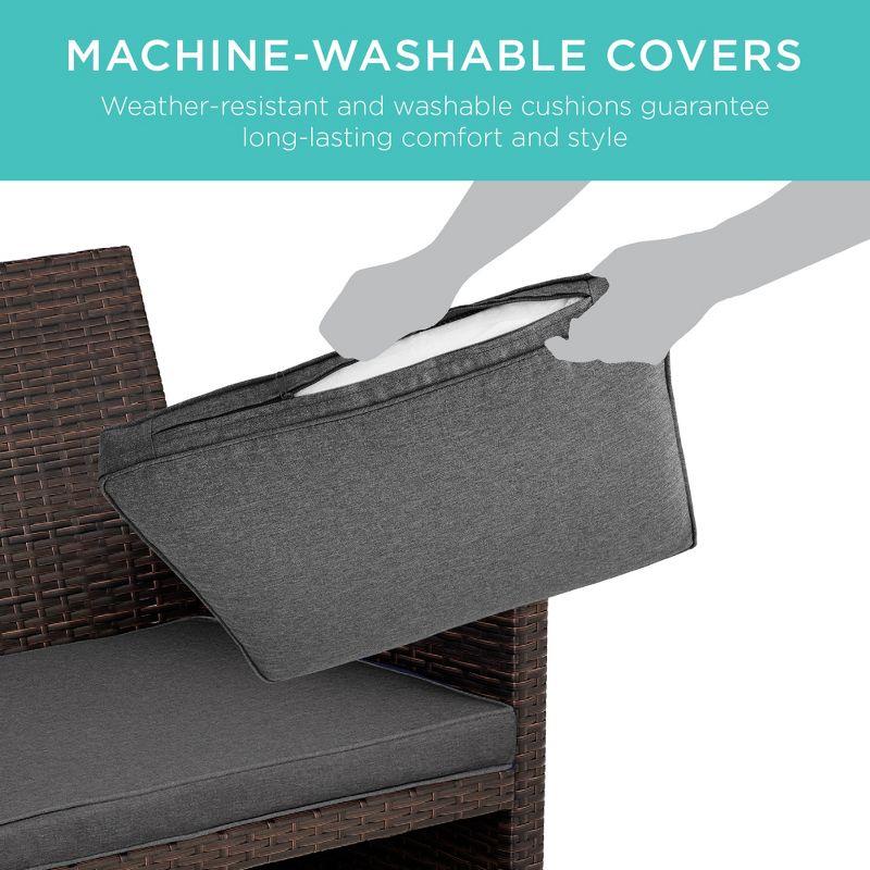 Best Choice Products 4-Piece Outdoor Wicker Patio Conversation Furniture Set w/ Table, Cushions - Brown/Stone Gray