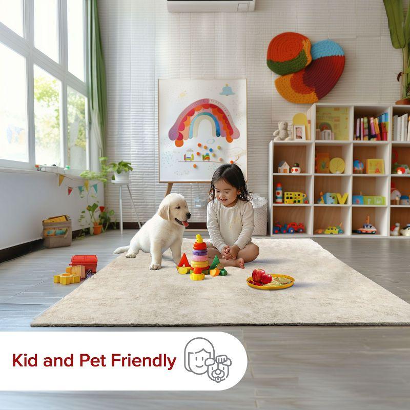 Nuloom Loni Cozy Plush Solid Pet Friendly Premium Machine Washable Shag Area Rug, Square 6' x 6', Cream