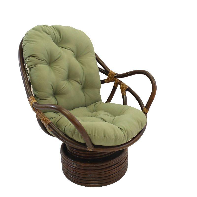 Walnut Rattan Swivel Rocker with Brown Twill Cushion