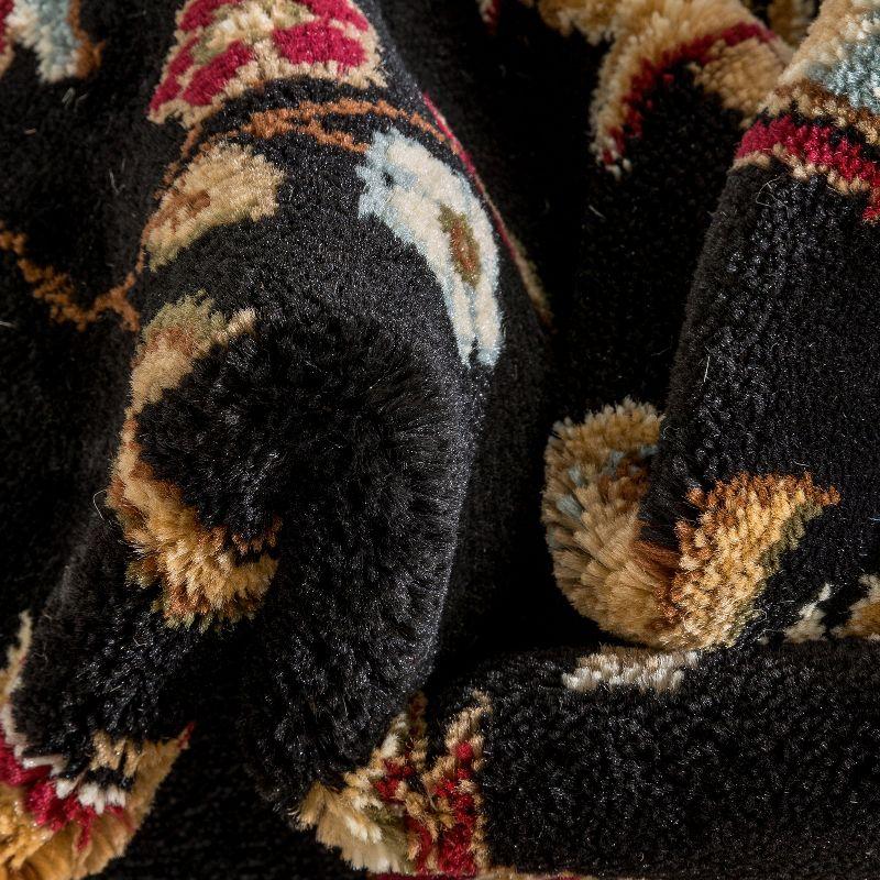 Well Woven Sultan Sarouk Oriental Persian Floral Formal Traditional Modern Classic Thick Soft 7'10" Round Black Area Rug