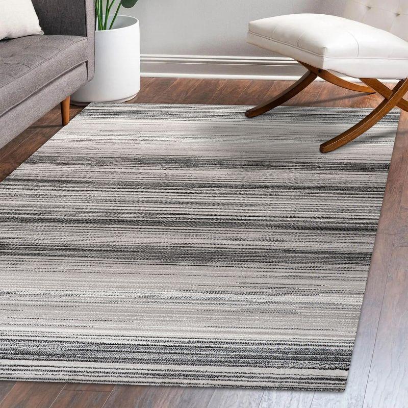 Austin Gradient Striped Gray Synthetic 4' x 6' Area Rug