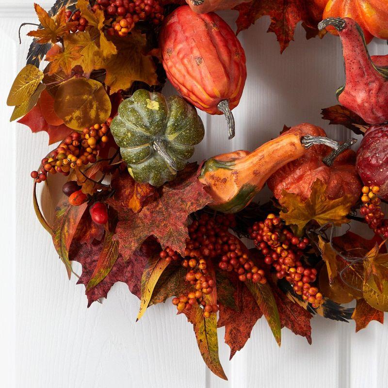 Nearly Natural 24-in Pumpkin & Berry Wreath