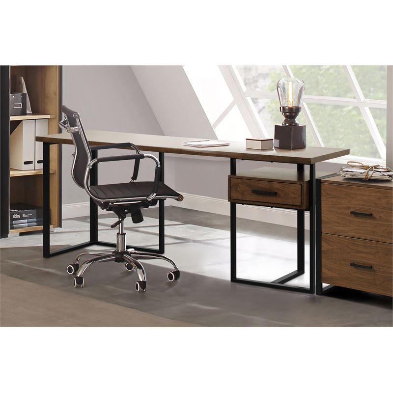 Lexicon Sedley Metal Writing Desk with 1 Cabinet in Walnut and Black