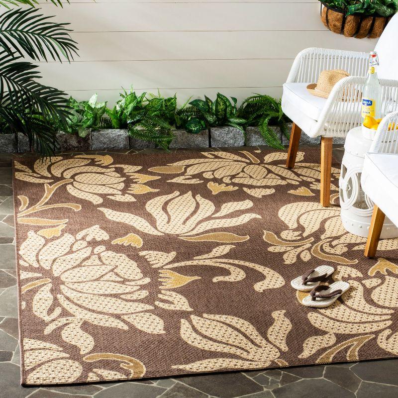 Light Chocolate and Cream Synthetic Rectangular Indoor/Outdoor Rug, 2'7" x 5'