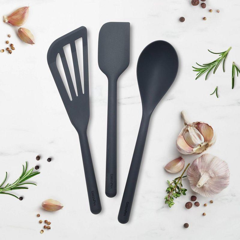 Gray Silicone 3-Piece Cooking Utensil Set with Steel Core