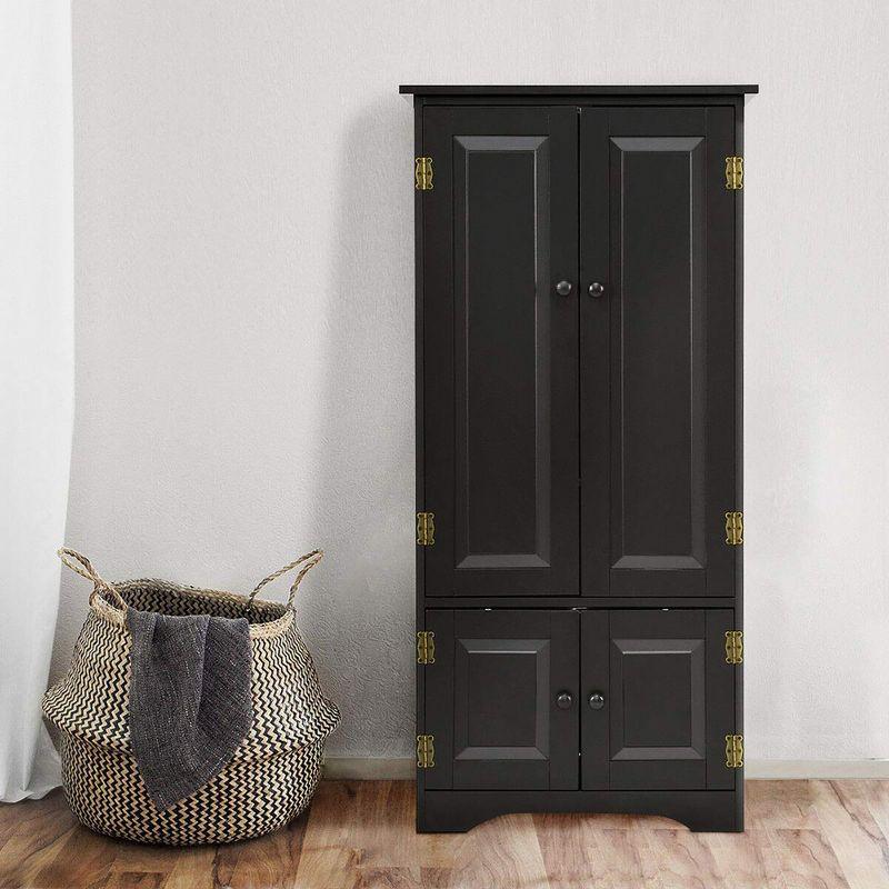 Costway Accent Storage Cabinet Adjustable Shelves Antique 2 Door Floor Cabinet Black