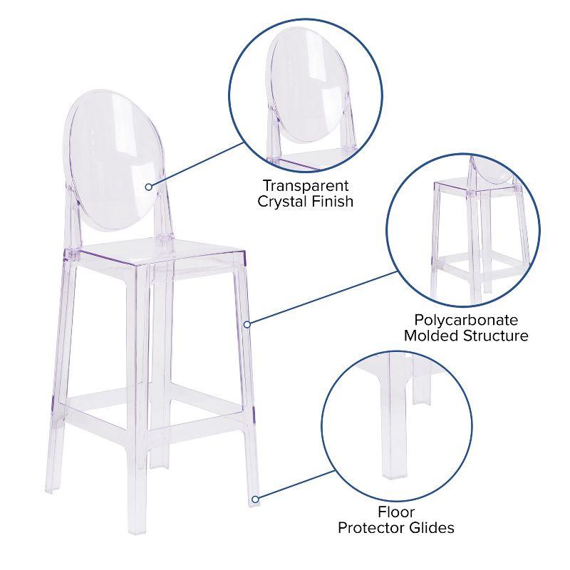 Flash Furniture Ghost Barstool with Oval Back in Transparent Crystal