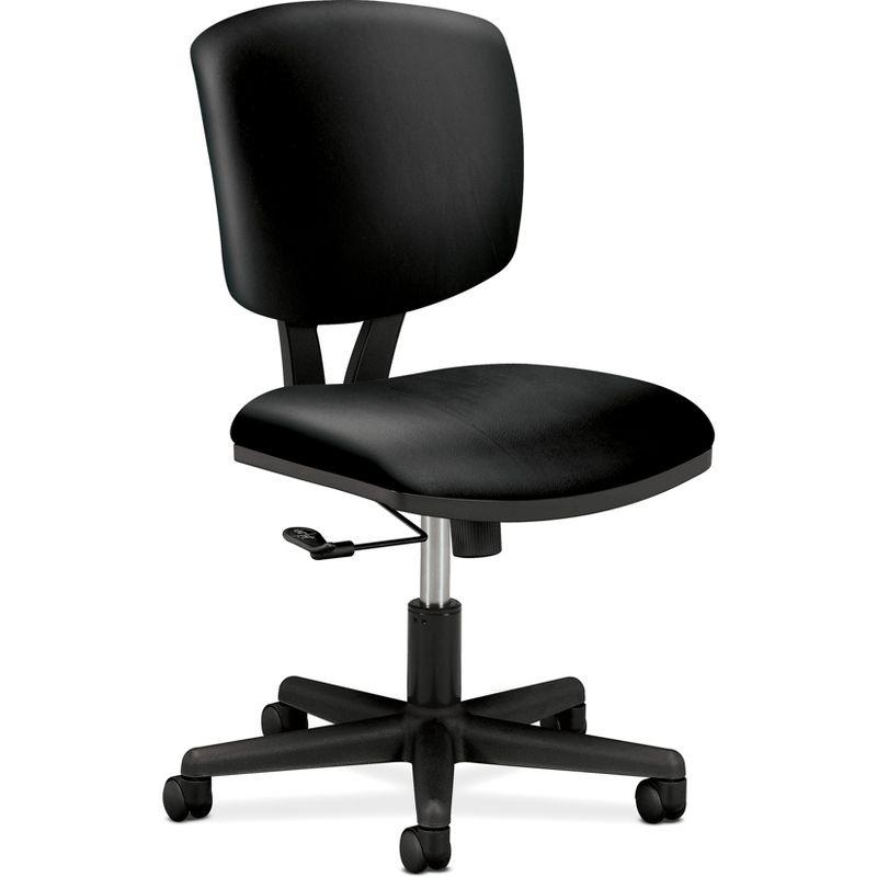 Black Leather Adjustable Task Office Chair with Swivel