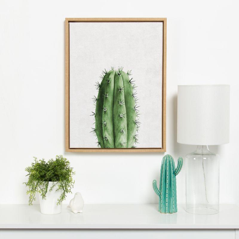 18" x 24" Sylvie Home Cactus Framed Canvas by Simon Te Tai Natural - Kate & Laurel All Things Decor: Modern Botanical Wall Art