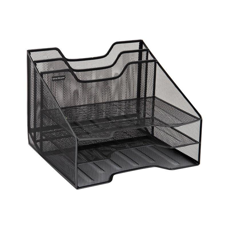 Mind Reader Desktop Organizer, Vertical File Holder, Paper Trays, Office, Metal Mesh, 12.5"L x 11.5"W x 9.5"H