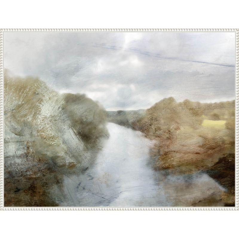 Sylvie Beaded White Framed Abstract Landscape Canvas Print