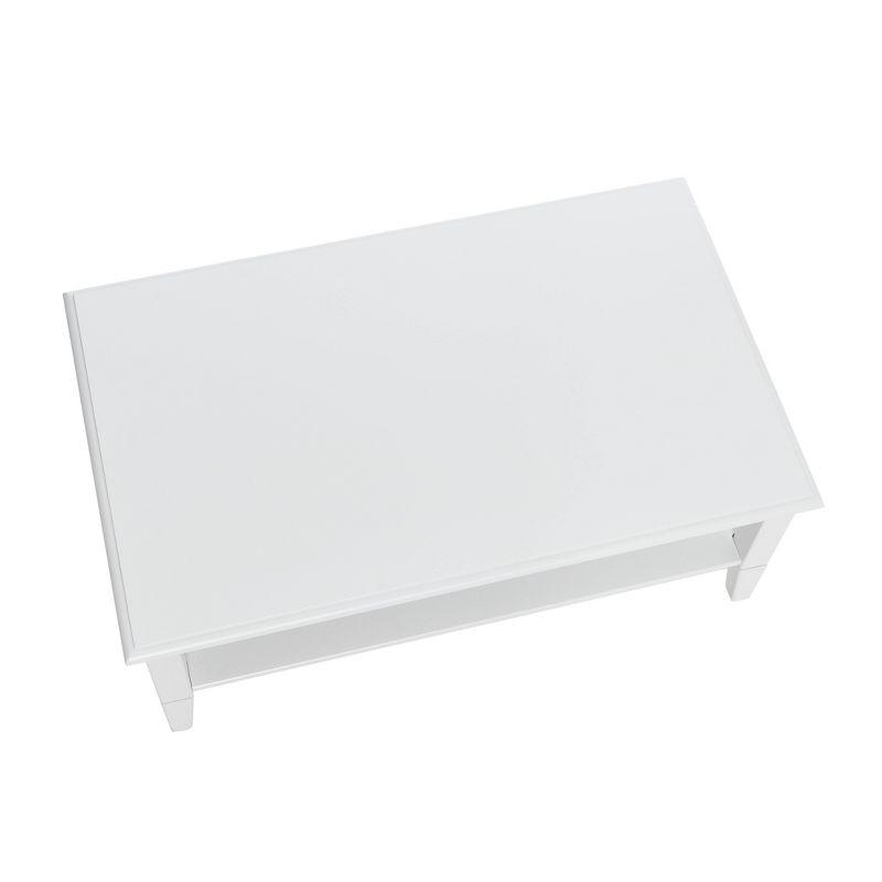 Storied Home Pleasantville Coffee Table with Storage Shelf and Solid Wood Legs White: Country Style, Engineered Top