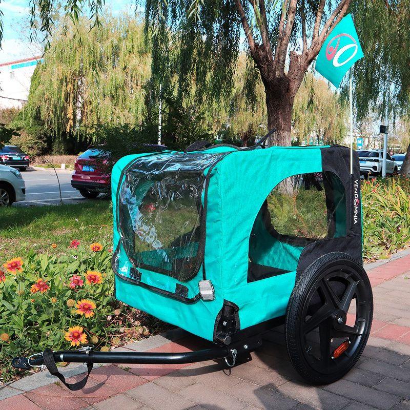 Foldable Light Blue Steel Pet Bicycle Trailer with Rubber Tires