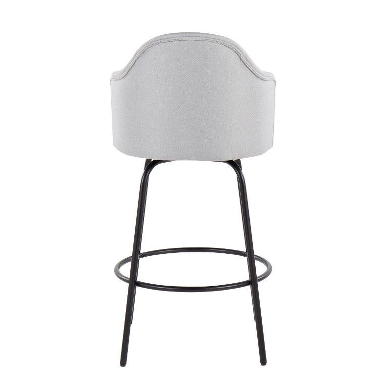 Set of 2 Ahoy Polyester/Metal Counter Height Barstools Black/Light Gray - LumiSource: Swivel Seat, 250lb Capacity, Foam Filled