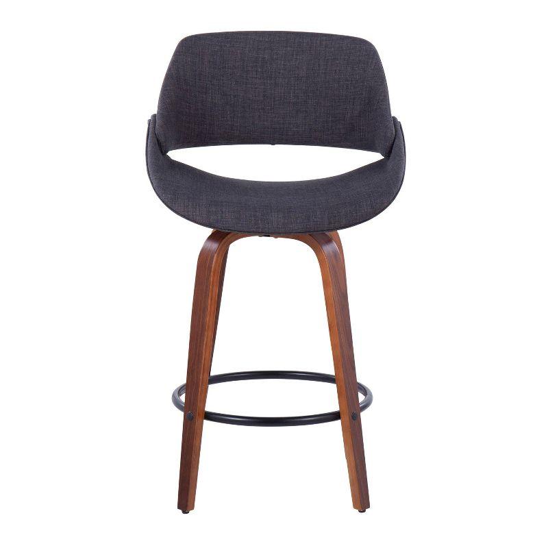 Set of 2 Fabrico Counter Height Barstools Walnut/Charcoal/Black - LumiSource: Mid-Century Modern Swivel, Upholstered
