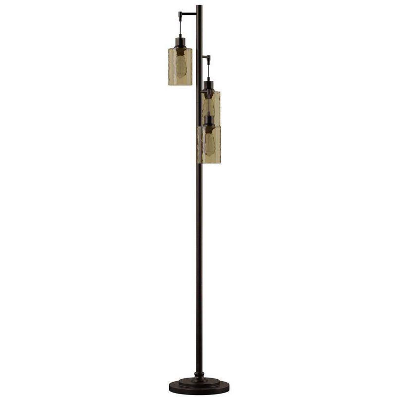 StyleCraft 3 Head Bronze Floor Lamp with Dimpled Glass Shades: Adjustable, UL Listed, Steel Body