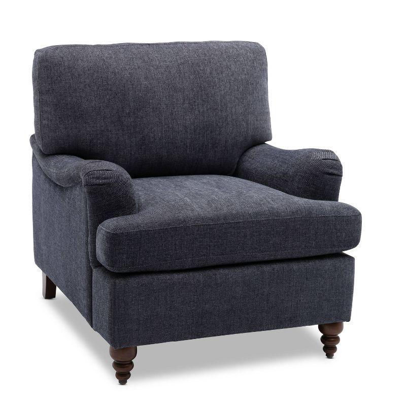 Clarendon Navy Blue Traditional Accent Chair with Walnut Legs